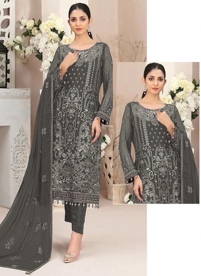 Georgette Grey Eid Wear Embroidery Work Pakistani Suit